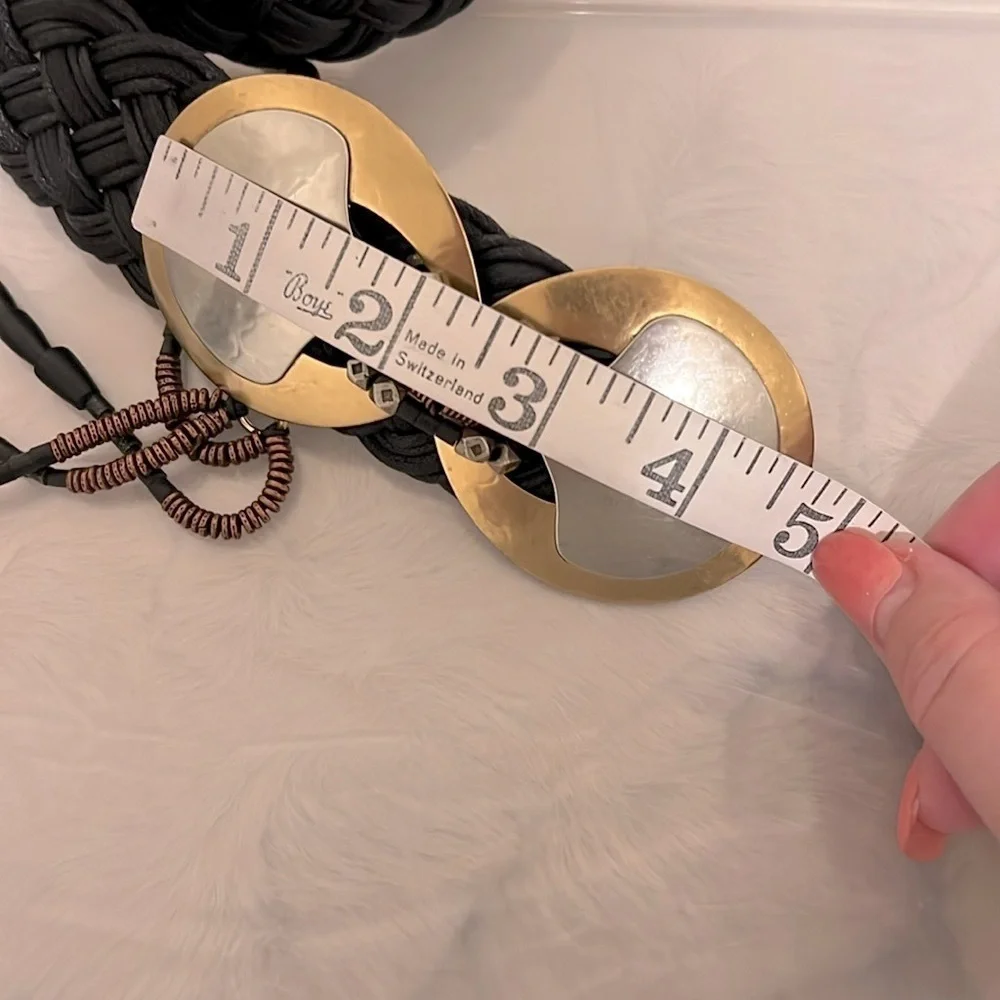 Marjorie Baer vintage braided Belt with metal buckle and beaded fringe detail - Picture 13 of 13